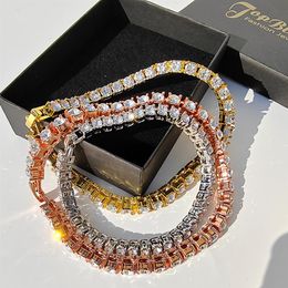 5mm Hip Hop Tennis Chain Bracelets Bling Gold Plated Men Women Party Jewellery Gift254g