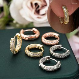 Hoop Earrings 1pair Small Circle Earring For Women Rose Gold CZ Zirconia Round Ear Piercing Jewelry Gift Brincos Bijoux