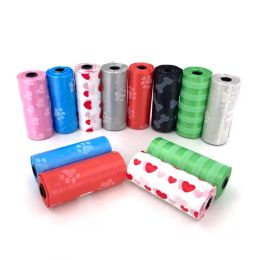 15Roll Pet Dog Poop Bags Dispenser Collector Garbage Bag Puppy Cat Pooper Scooper Bag små rullar utomhus rena husdjur levererar nya