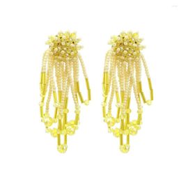 Dangle Earrings Beaded Hand Woven Fashion Bead Ball Tassels Simplicity Bohemia Alloy Ma'am Rice