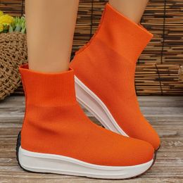 Boots Rimocy 2023 Autumn New Knitted Ankle for Women Thick Sole Slip On Casual Shoes Woman Light Non Platform Botas Mujer 230928
