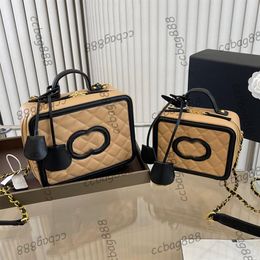 CC Bags Luxury Brand Cosmetic Bags & Cases Womens Caviar Leather Camera Vanity Box Bags Filigree Top Handle Totes Crossbody Should3084