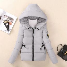 Women's Trench Coats Slim Women Parkas Winter Thick Casual Hooded Fashion Letter Cotton Warm Short Jackets Korean Zipper White Ladies