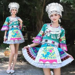 Table Skirt Miao Costume Guizhou National Minority Tujia People Dance Headwear Traditional Chinese