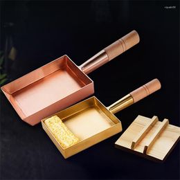 Pans Brass Baking Tray Copper Frying Pan Square With Wooden Handle Pot Pancake Japanese Style Yuzi Braised