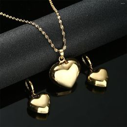 Necklace Earrings Set Glossy Heart Pendant Necklaces Jewelry Romantic Jewels For Womens Girls Wedding Girlfriend Wife Gifts