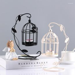 Candle Holders Creative Birdcage Tealight Holder Romantic Iron Bird Cage Hanging Lantern For Party Wedding Home Decoration SN3904