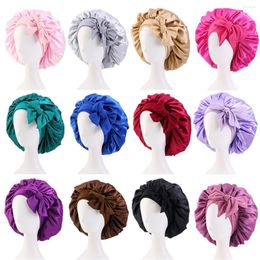 Wide Brim Hats Long Hair Care Women Silk Satin Bonnet Sleep Hat Cap Night Caps Head Wrap Turban