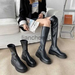 Boots Women Over The Knee High Boots Motorcycle Chelsea Platform Boots 2022 Winter Gladiator Fashion PU Leather High Heels Boots Shoes x0928