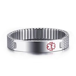 Men's Medical Alert ID Bracelet 12mm Stainless Steel233S