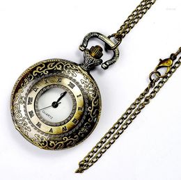Pocket Watches Medium Size Watch Roman Clock Style Necklace Vintage Old Fashion Woman Women