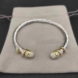 Designer Dy Luxury Top quality DY cable bracelet twisted silver bracelets Jewellery women man gold Pearl head diamond stone Cuff bangle Bracelet fashion jewelrys