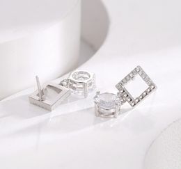 All-match Letter Zircon Earrings Affordable Luxury Fashion Sweet Earrings Silver Needle High Sense Niche Ins Exquisite Small Jewellery Wholesale