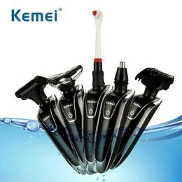 Electric Shaver Kemei 4 In 1 Men Electric Shaver Washable Four Blad Electric Shaving Face Beard Machine Rechargeable Razor Grooming Kit D45 YQ230928
