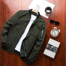 Men's Jackets Men Slim Bomber Jacket Casual Soild Coat Fashion Baseball Jacket Male Windbreaker Zipper Military Jacket Streetwear Man Clothing 230927