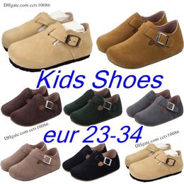 Kids Sneakers Leather Clogs Sandals Slippers Toddler Children Slide Casual Shoes Khaki Cork Flat Black Grey Brown Youth Boys Girls Shoe