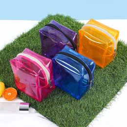 Small Square Transparent Cosmetic Bag PVC Women Zipper Clear Makeup Bags Beauty Case Travel Organiser Storage Bath Wash Bag