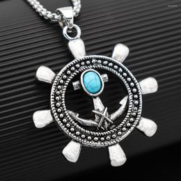 Pendant Necklaces Vintage Viking Anchor Compass Charm Men's Necklace Fashion Hip Hop Punk Jewelry Protector Accessories Party Gift Wholesa