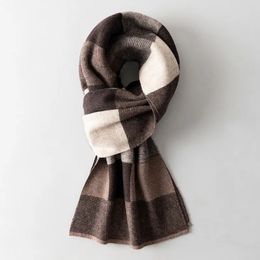 Scarves Men Pure Wool Scarf for Winter Plaid Warm Neck Classic Business 100 Shawls Wraps Cashmere Long Foulard Homme 230928