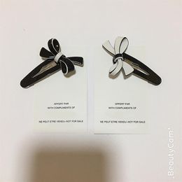 Fashion black and white acrylic bow hair clips C hairpin side clip for Ladies Favourite Barrettess ornament party gift225W