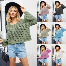 Women's Sweaters 2023 Spring And Autumn Period Europe The United States Neck Sexy Hollow Perspective Jumper Knitwear