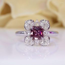 Cluster Rings SFL2023 Sapphire Ring 1.17ct Real Pure 18K Natural Unheat Padparadscha Gemstone Diamonds Stone Female