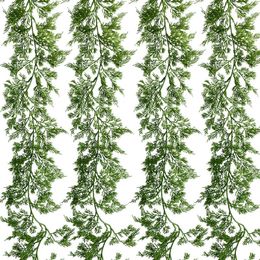 Decorative Flowers 1PC Christmas Simulation Green Pine Vines Wall Hanging Garland Room Decor Greens Wedding Decoration Fake Plant Artificial