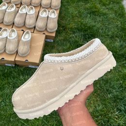 Tasman Terlik Tazz Hardal Tohumu Platform Klasik Ultra Mini Boot Kestane Kürk Slides Koyun Dinini Kış Dökümleri Kış Kadınları Slip-On Ayakkabı Süet Üst Yün Sonbahar