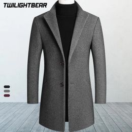 Men's Wool Blends Winter Woollen Overcoat Oversized Solid High Quality Business Casual Coat Men Clothing Pea Coats A3FJ01 230928