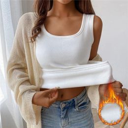 Camisoles & Tanks Women Velvet Vest Plush Winter Thickened Unwear Solid Color Thermal Underwear Camisole Warm Sling Top
