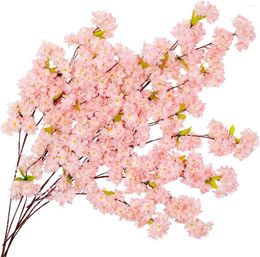 Decorative Flowers 42in Artificial Cherry Blossom Faux Pink Stems Realistic DIY Garden Home El Wedding Party Decor