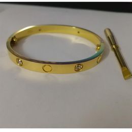 316L Titanium steel Luxury Love screw Bangles brand with cz stone screwdriver bracelets for women men bracelets with original 2746
