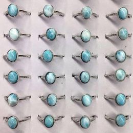 Cluster Rings AKAC 925 Sterling Silver Natural Larimar Adjustable Ring Approx7 9mm Send Randomly