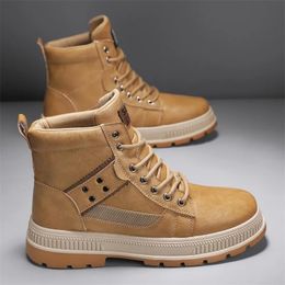 Boots High Top Men Leather Shoes Fashion Motorcycle Ankle Military For Winter Man Rainboots 230928