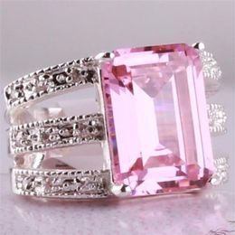 PINK & WHITE TOPAZ GEMSTONE SILVER RING193I