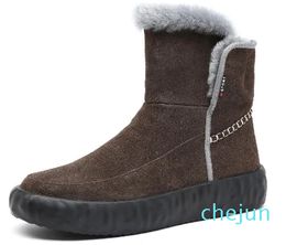 Snow Men's Winter Warm Cotton Shoes Plush Leather And Fur Integrated High Top Men
