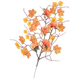 Decorative Flowers Faux Fall Leaves Emulation Adorn Ornaments Artificial Thanksgiving Decor Stems Branches Silk Cloth