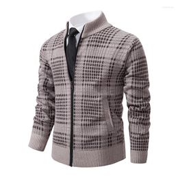 Men's Sweaters Men Plaid Casual Cardigan Sweatercoats High Quality Fleece Warm Male Autumn Winter Outwear Slim Jackets