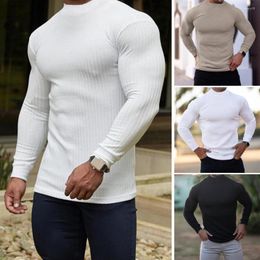 Men's T Shirts Men Winter Shirt Top Solid Colour Long Sleeve Lightweight T-shirt Sweat-Absorption Quick Dry Slim Fit Pullover Sweatshirt