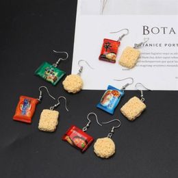 Creative Small Simulation Hook Earrings Funny Instant Noodle Chili Drop Earrings Women Fashion Jewelry2992