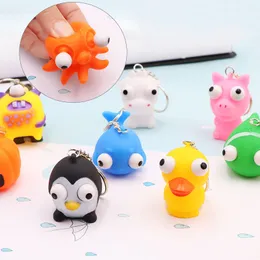 Squeezy Animals Key Chain with Pop Out Eyes Stress Relief Toy Funny Sensory Toys Great for Home Classroom Birthday Party Favours