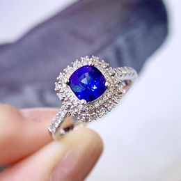 Cluster Rings CGL JE Blue Sapphire Ring 1.09ct 18K Gold Natural Unheated Royal Gemstone Diamonds Stone Female