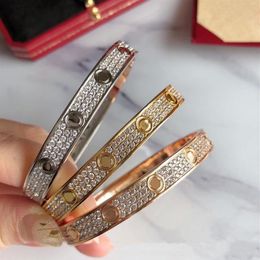 Silver Nail Bracelets Cuff Bracelet Gold Bangle Womens Mens Diamond Gemstone Screwdriver Screw Quality Stainless Steel Gift Design218V