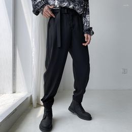 Calça masculina outono casual homem inglesa, estilo de negócios de marca de marca solta corea moda calça masculino terno de tamanho grande