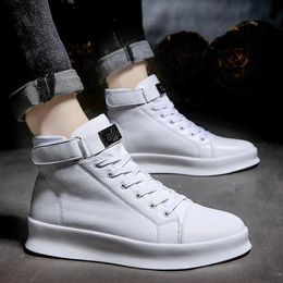 Boots Autumn Men Ankle Highcut Solid Sneakers Laceup Motorcycle Platform Skateboard Sport Trainers Shoes Nightclub 230928