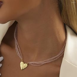 Pendant Necklaces Creative And Fashionable Crystal Stone Love Necklace For Women Simple Versatile Women's Birthday Gift Jewellery