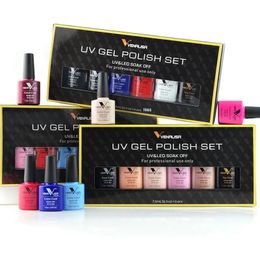 Nail Polish Set of 6Pcs VENALISA Nail Varnish 7.5ml Soak Off Gel Lacquer LED UV Gel Polish Colourful Manicure Nail Gel Polish 230928