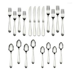 Dinnerware Sets 20 Piece Stainless Steel Flatware Set Silver Tableware Service For 4 Korean Spoon And Chopsticks Steak Knife Lunch Box