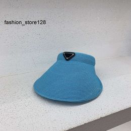 good Women's candy color straw woven summer breathable designer Visors couple holiday travel metal triangle cap