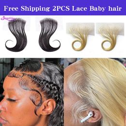 Lace s High Quality 2pcs 613 Honey Blonde Baby Hair Human 1B Fluff Swiss Invisible Edge Stripe PrePlucked with Hairline 230928